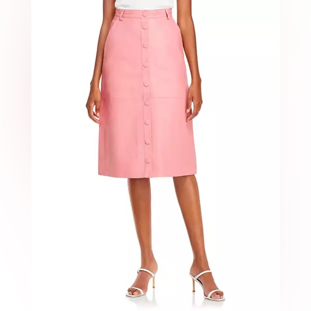 Remain Birger Christensen Bellis Snap Front Leather Skirt